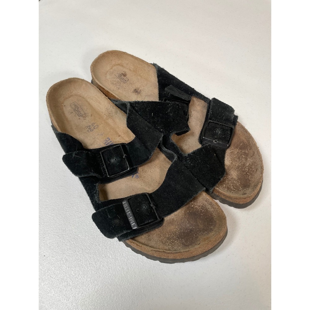Birkenstock‎ Arizona Sandals 40 Black Suede Double Strap Men's 7 Women's 9 Shoes